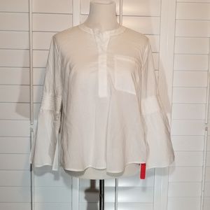 THEORY Flare Sleeve Smocked Popover